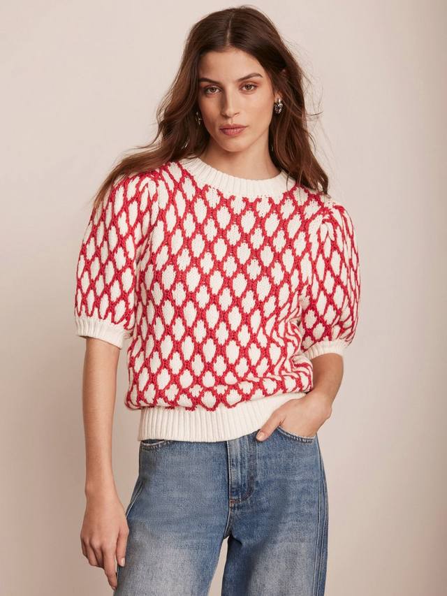 

Графический вязаный топ Mint Velvet, цвет Red/Cream
