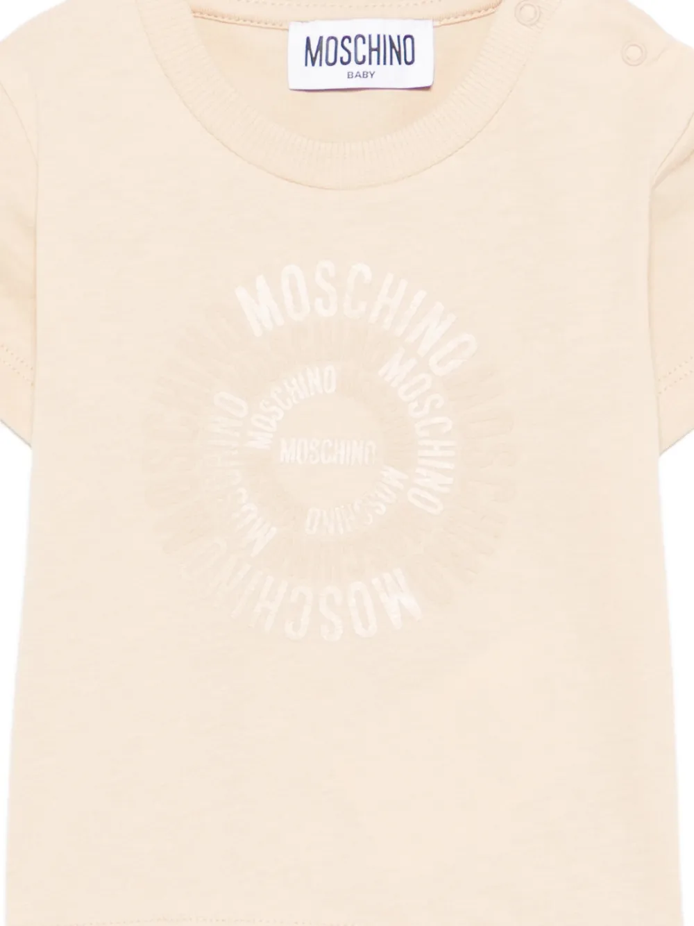 Футболка с принтом Moschino Kids, бежевый — фото 3