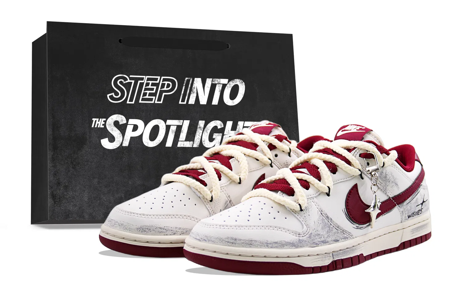 Кроссовки низкие с эффектом состаривания Nike Dunk White Red