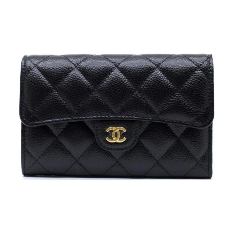 

CHANEL Женский черный кошелек из коровьей кожи с тиснением цвета личи