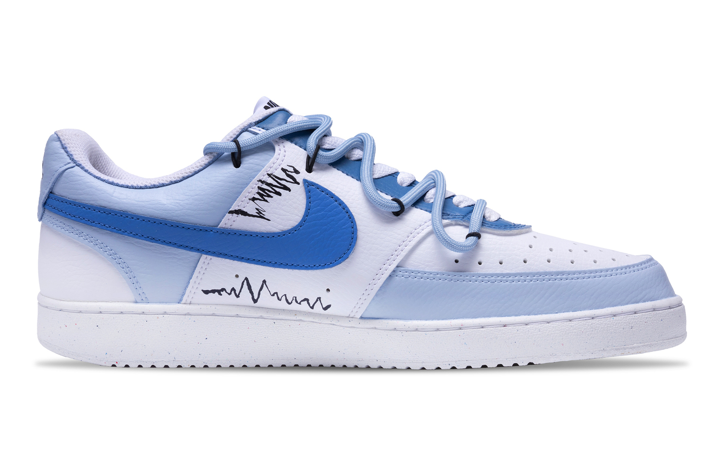 Кроссовки Nike Court Vision 1 мужские низкие бело-синие, тёмно-небесно-голубой — фото 2