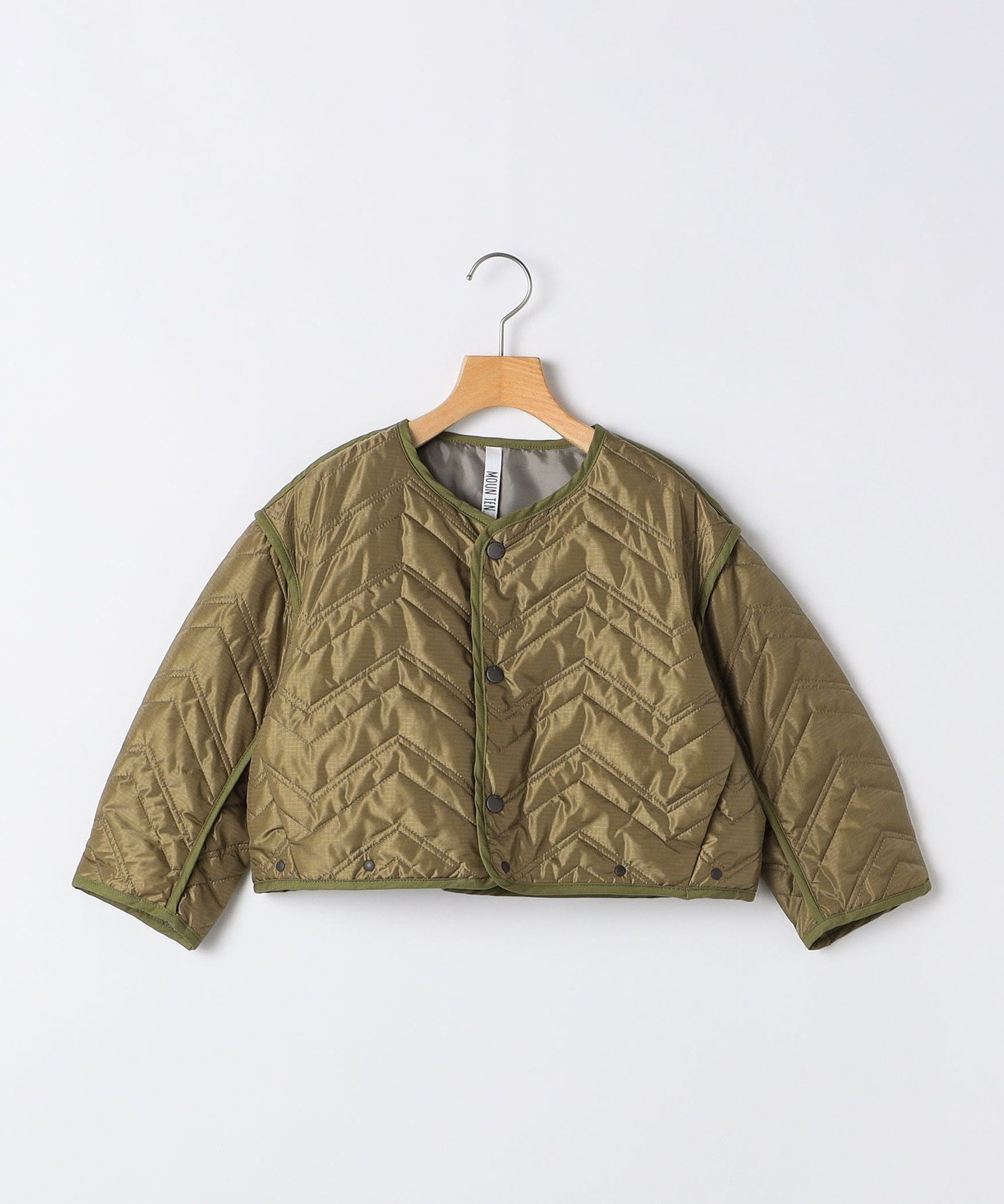 ГОРА ДЕСЯТЬ.: 110~140 см / Стеганая куртка с зигзагообразным узором SHIPS KIDS, Light Olive — фото 4