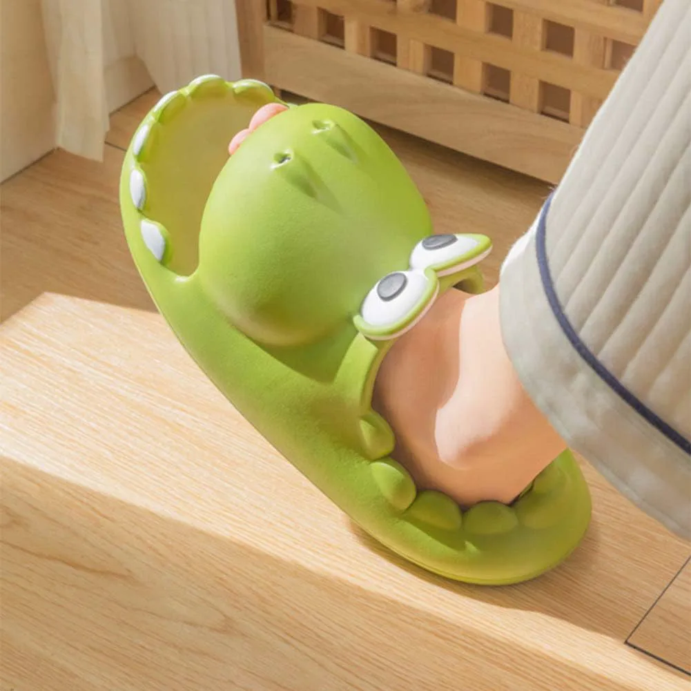 Anti-Slip Dinosaur Slippers for Women Men Cartoon Design Slide Сандалии for Garden Pool Swimming Beach Indoor & Outdoor with Comfy Thick Sole(10-11(27cm), Green) ZNEL — фото 2