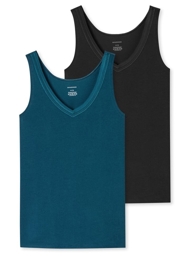 

Топ Schiesser Träger Cotton Lace, цвет petrol, schwarz