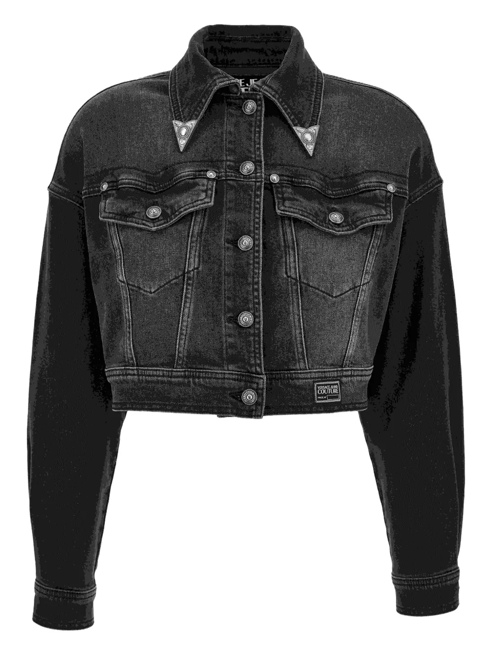 

Джинсовая куртка с цветочной вышивкой Versace Jeans Couture, черный