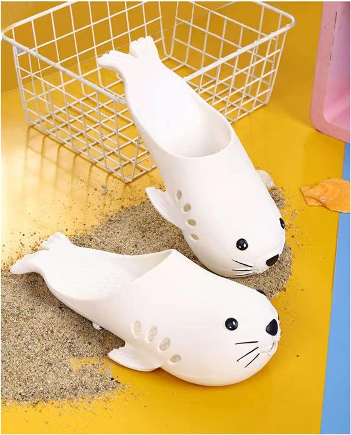 HXIYAN Мультфильм Тапочки с животными Летние милые домашние туфли Ванная комната Пляжные тапочки Унисекс, белый — фото 3