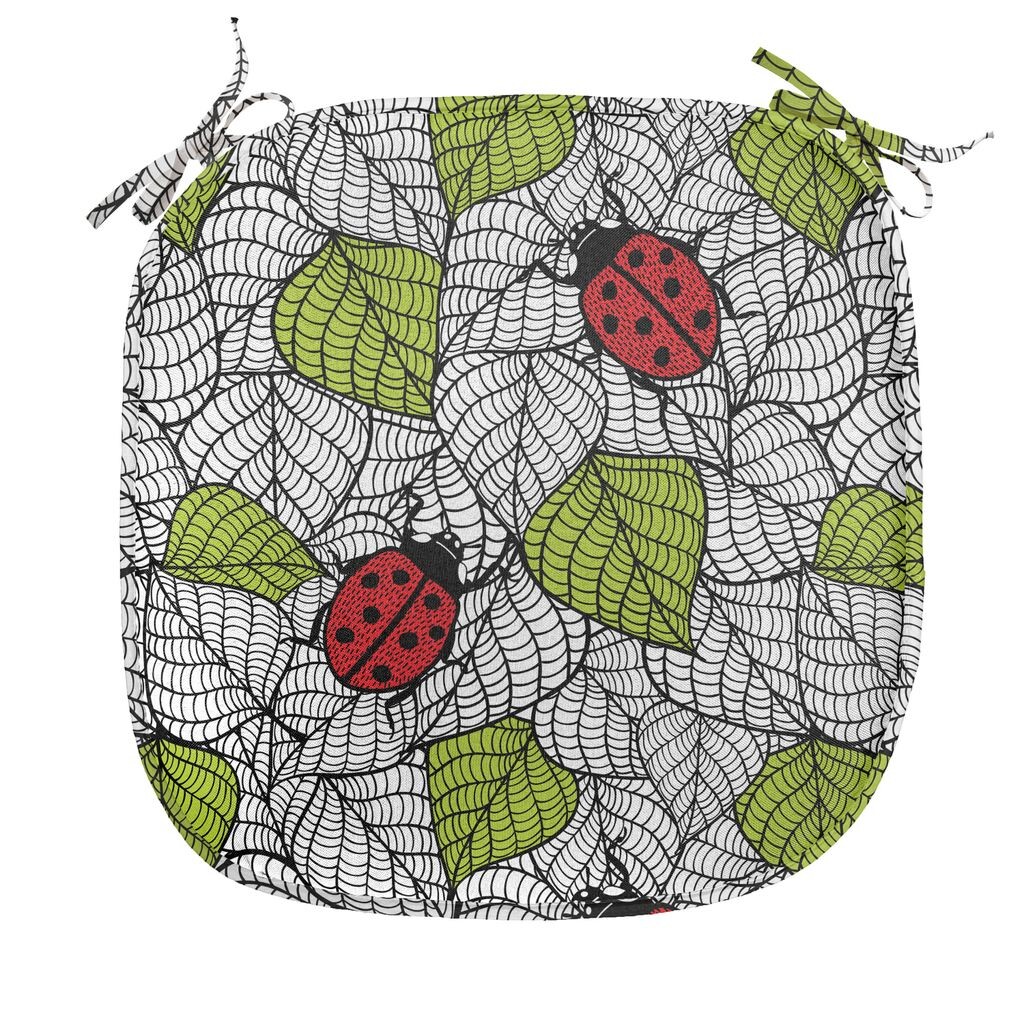 

ABAKUHAUS Подушка «Божья коровка» для стульев для столовой, эко-стиль, декоративная водонепроницаемая подушка с ремнями для кухонных сидений, 40 см x 40 см, зеленый, черный, красный