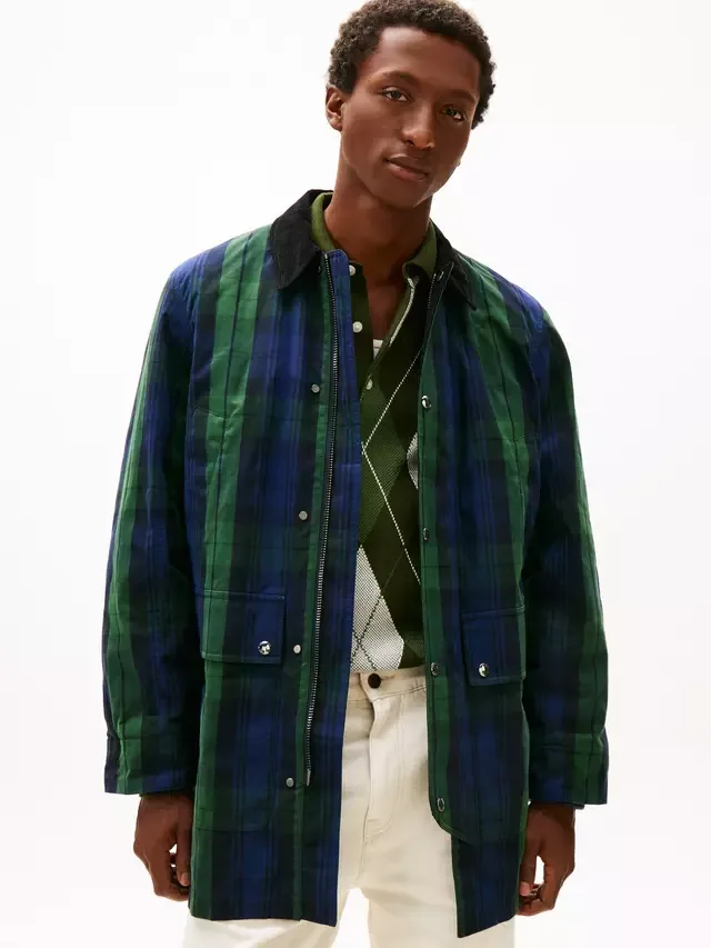 Длинная клетчатая вощеная куртка Wax Barn Jacket, Blackwatch/Multiple Tommy Hilfiger