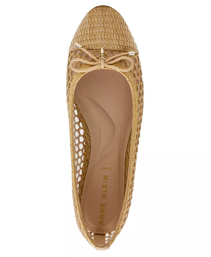 Женские балетки Luci с отделкой из рафии на мыске Anne Klein, коричневый/бежевый — фото 4