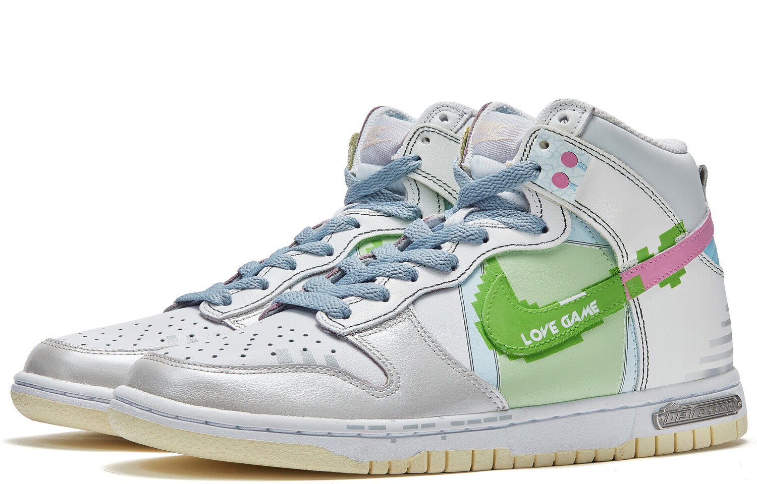 

Кроссовки Nike Dunk Skateboarding Shoes Women's High-top Silver/Green, зеленый