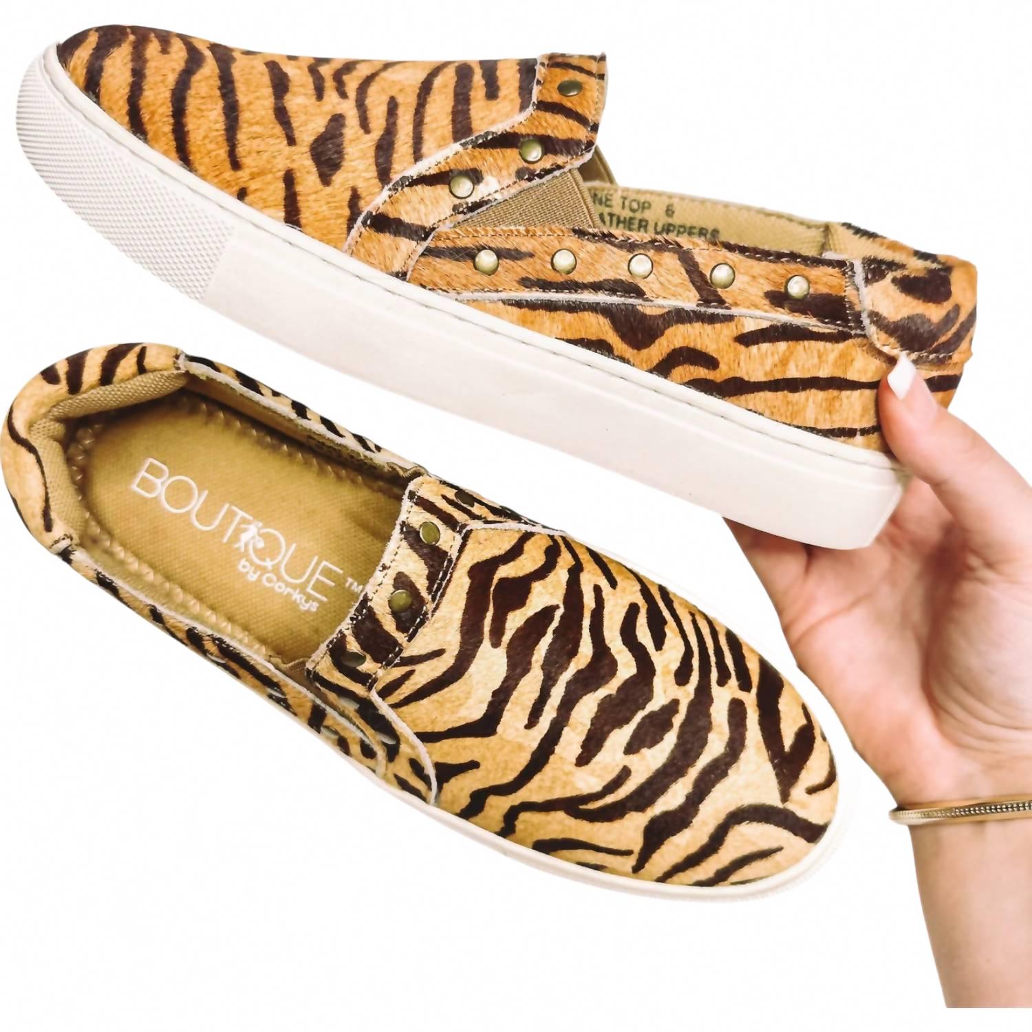 Женские слипоны Pine Top на меху с тигровым принтом Corkys Footwear, Hair On Hide Tiger