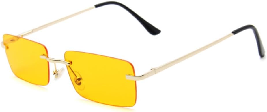 

Солнцезащитные очки без оправы прямоугольной формы для мужчин и женщин. Стильные солнцезащитные очки без оправы в винтажном стиле. Квадратные очки Weloveushop, Gold Frame Yellow Flakes