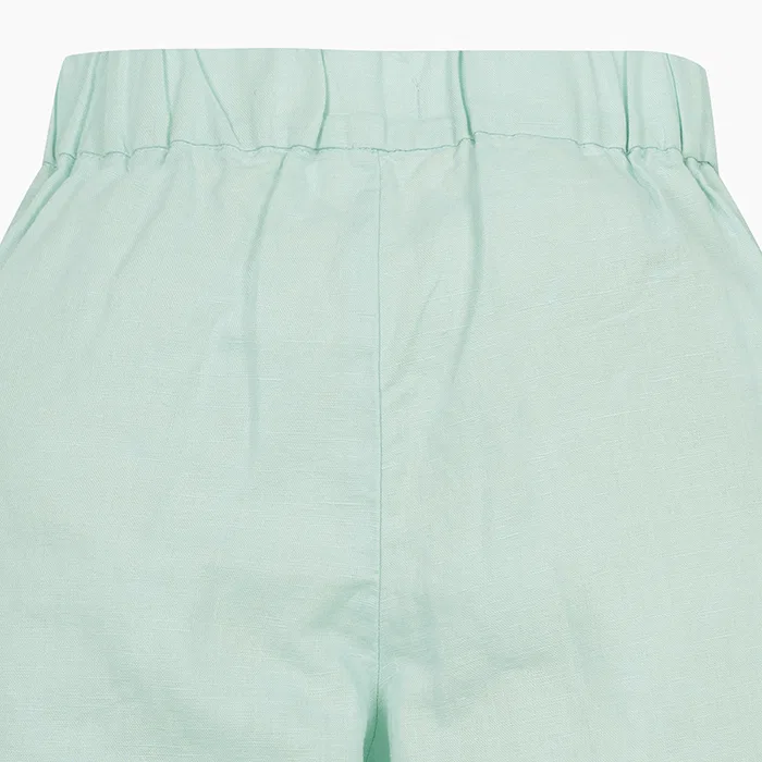 Детские широкие брюки из льна и хлопка светло-голубые от Benetton Kids — фото 4