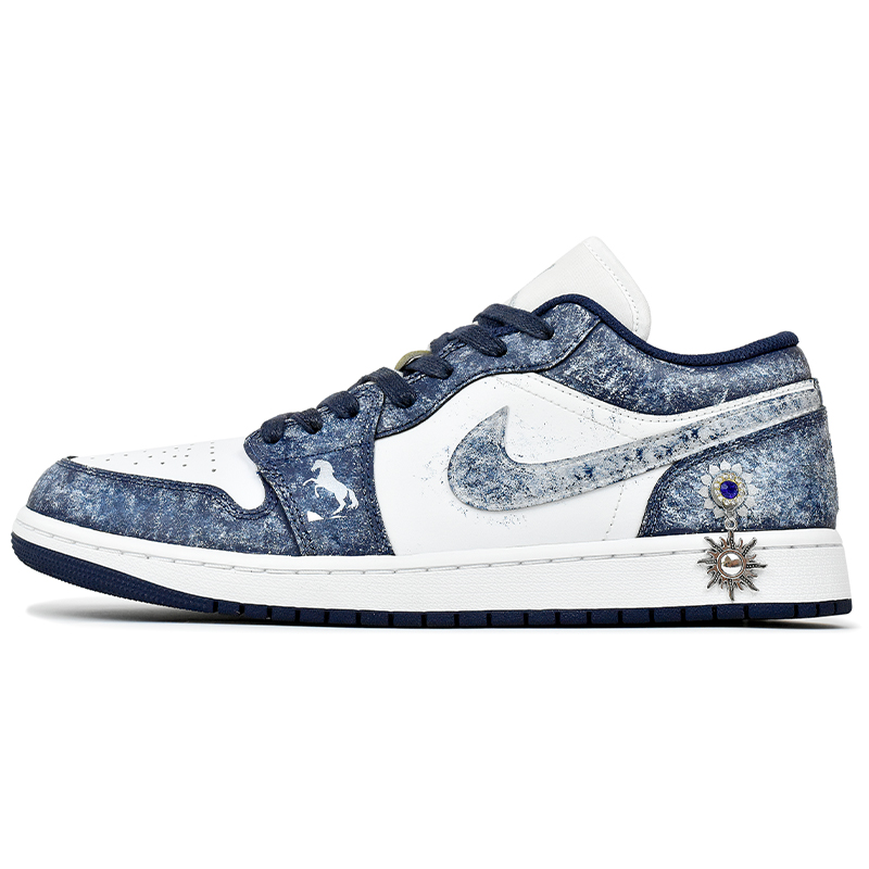 

Jordan Мужские баскетбольные кроссовки Air 1 с низким верхом, износостойкие, винтажные, сине-белый