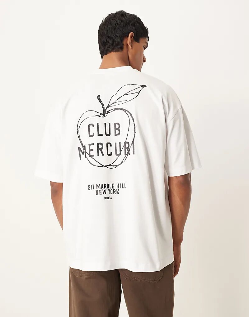 

Футболка ASOS DESIGN оверсайз плотного кроя с принтом яблок белого цвета