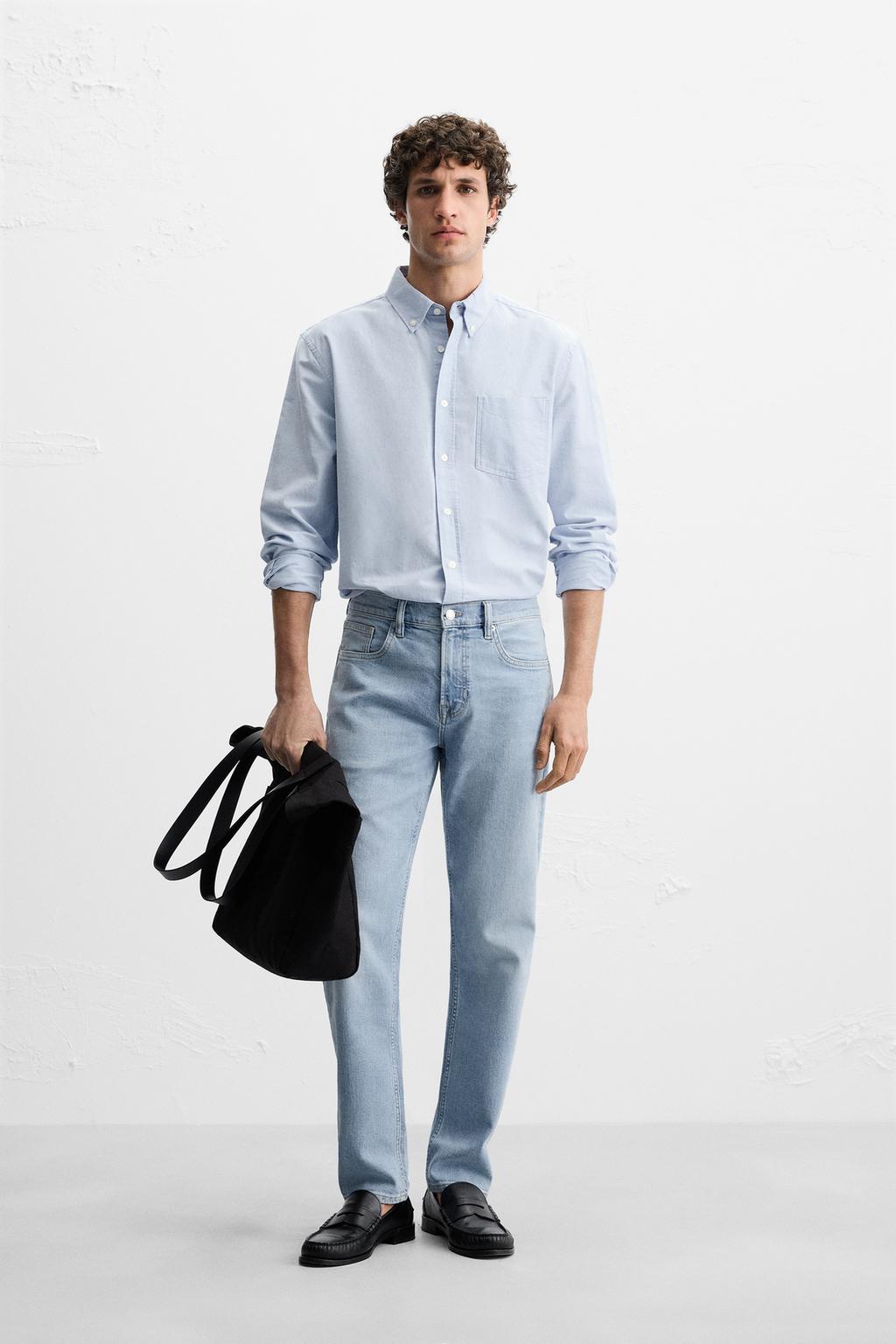 

Облегающие джинсы ZARA, небесно-синий