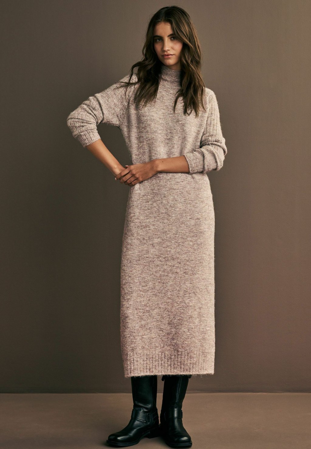 

Платье-джемпер HIGH NECK LONG SLEEVE REGULAR FIT Next, бежевый