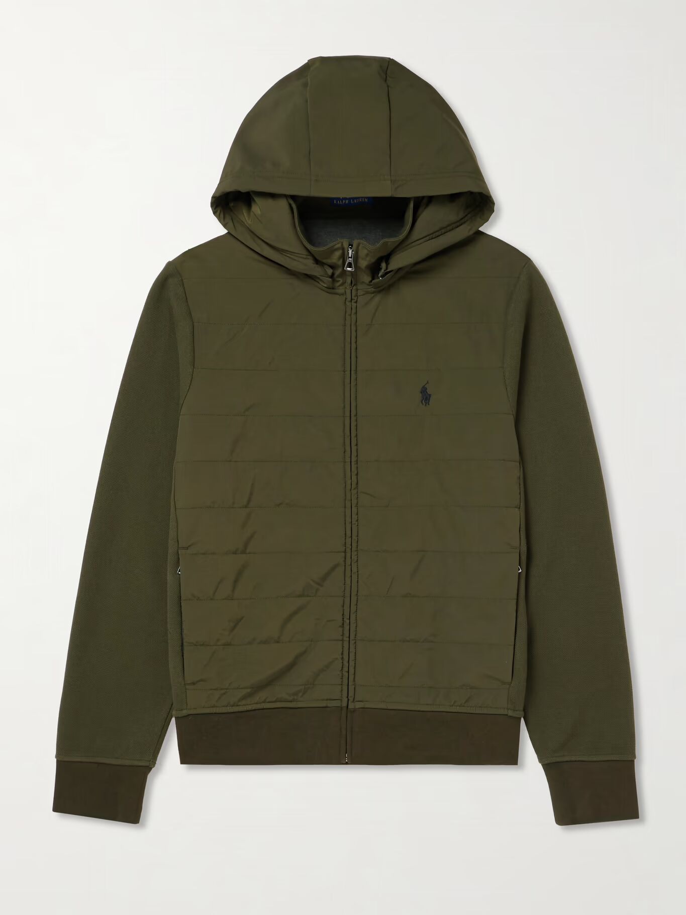 

Стеганая куртка с капюшоном из смеси хлопка и пике POLO RALPH LAUREN, зеленый