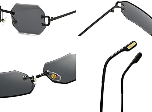 

Винтажные квадратные солнцезащитные очки без оправы для женщин и мужчин. Роскошные солнцезащитные очки для женщин с защитой от УФ-излучения UV400 MTZJH, Gray Pink