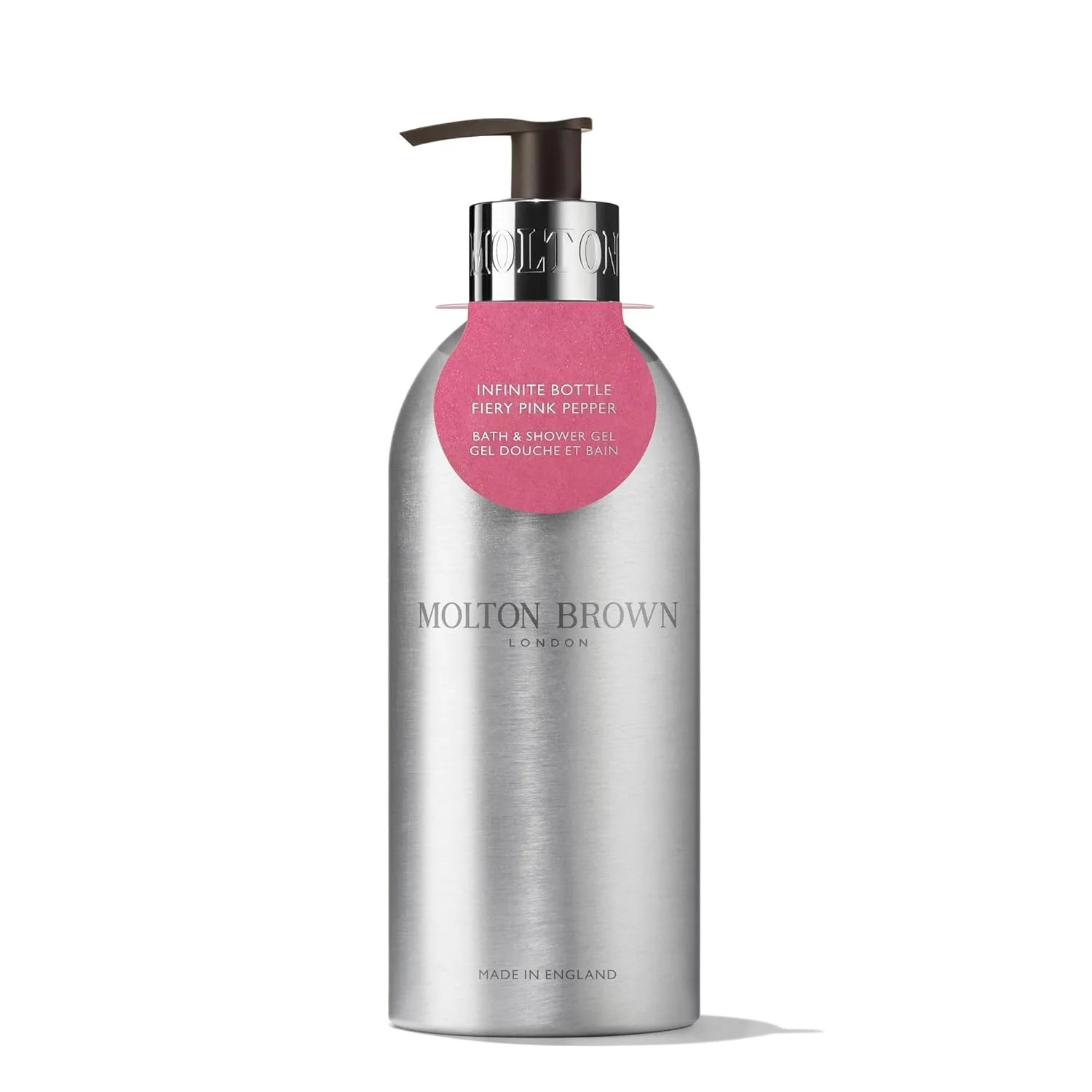 Гель для душа Molton Brown Fiery Pink Pepper, флакон Infinite, 13,5 жидких унций., Silver