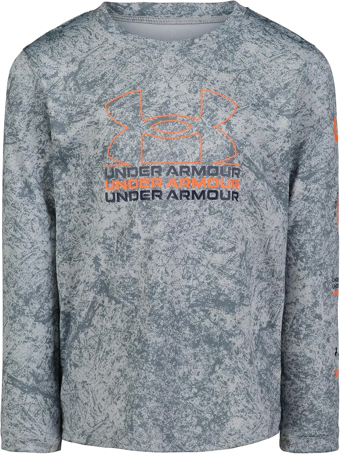 Детская футболка с длинным рукавом и графическим логотипом Under Armour, легкая и дышащая, свободного кроя, Printed Gravel