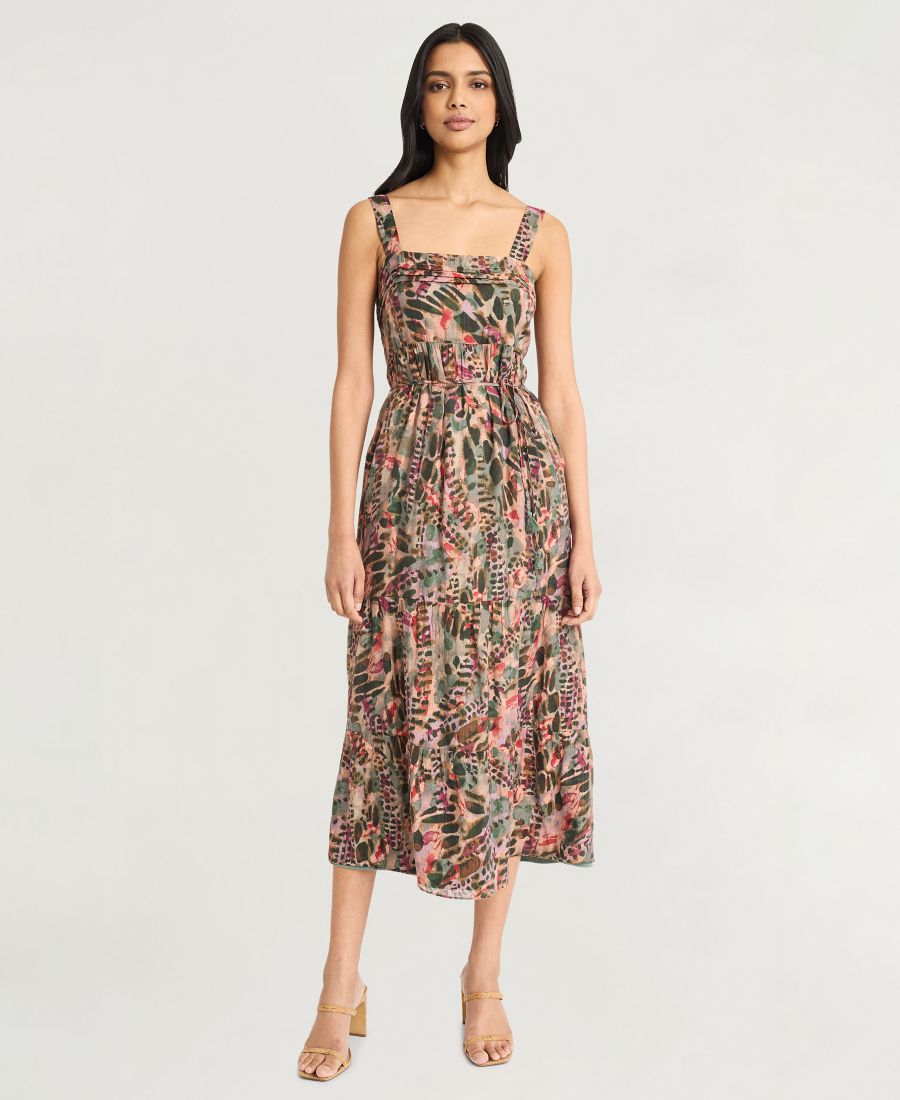 

Женское платье без рукавов с принтом и квадратным вырезом The Good Journey, Brwn/coral