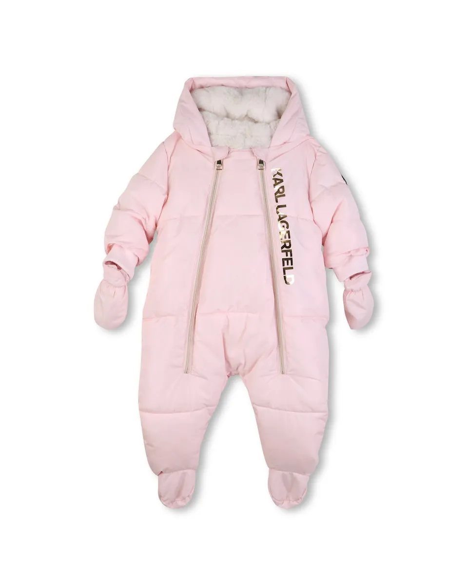 

Детское пальто розового цвета с длинными рукавами Karl Lagerfeld Kids