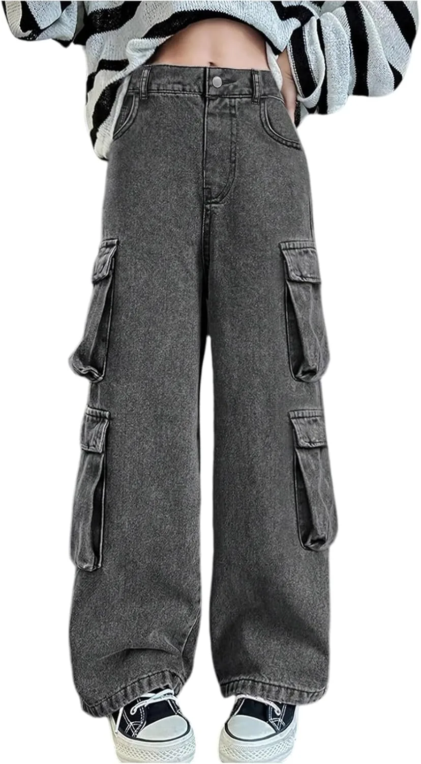 

Женские джинсы-карго бойфренд прямые свободные эластичные с карманами