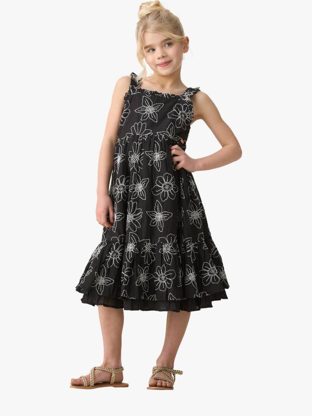 

Детское платье с цветочной вышивкой Angel & Rocket, Black/White
