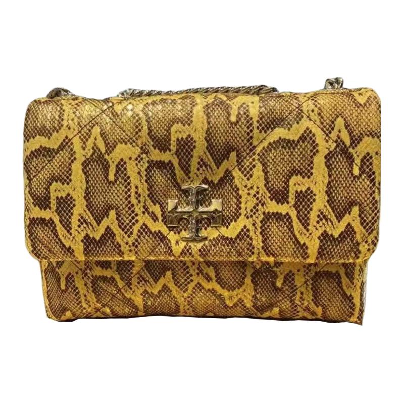 

Tory Burch Женская сумка через плечо Kira с тисненым принтом под змеиную кожу, модель Trumpets, желтого цвета