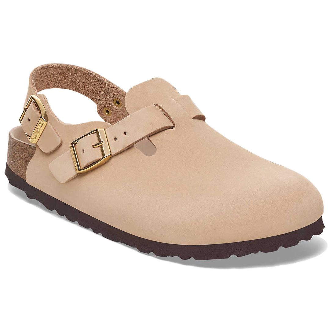 Женские сабо Birkenstock Tokio с ремешком на пятке кожаные, бежевый — фото 2