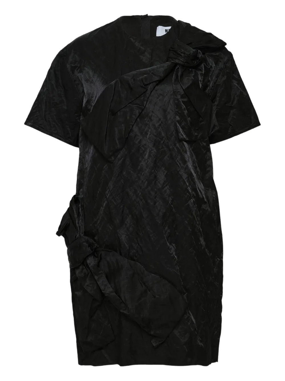 

Платье мини с жатым эффектом и бантами Msgm, черный