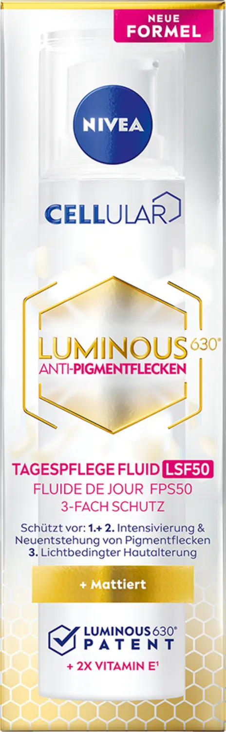

Дневной крем NIVEA Cellular Luminous 630 Anti-Pigmentflecken Tagespflege Fluid LSF50