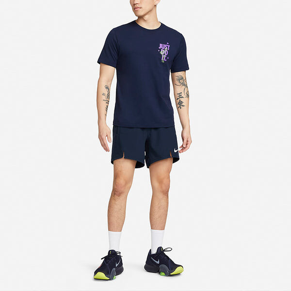 Футболка Nike Dri-FIT Alphabet Funny Pattern Printing Sports Training Short Sleeve Black Blue, мультиколор — фото 3
