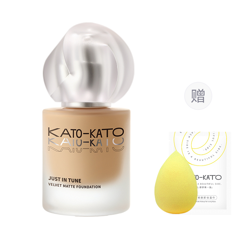 

Жидкий тональный крем / Крем-основа для женщин KATO-KATO, [oily skin to combination skin]n02 natural/natural, comes with makeup sponge+makeup removal wipe