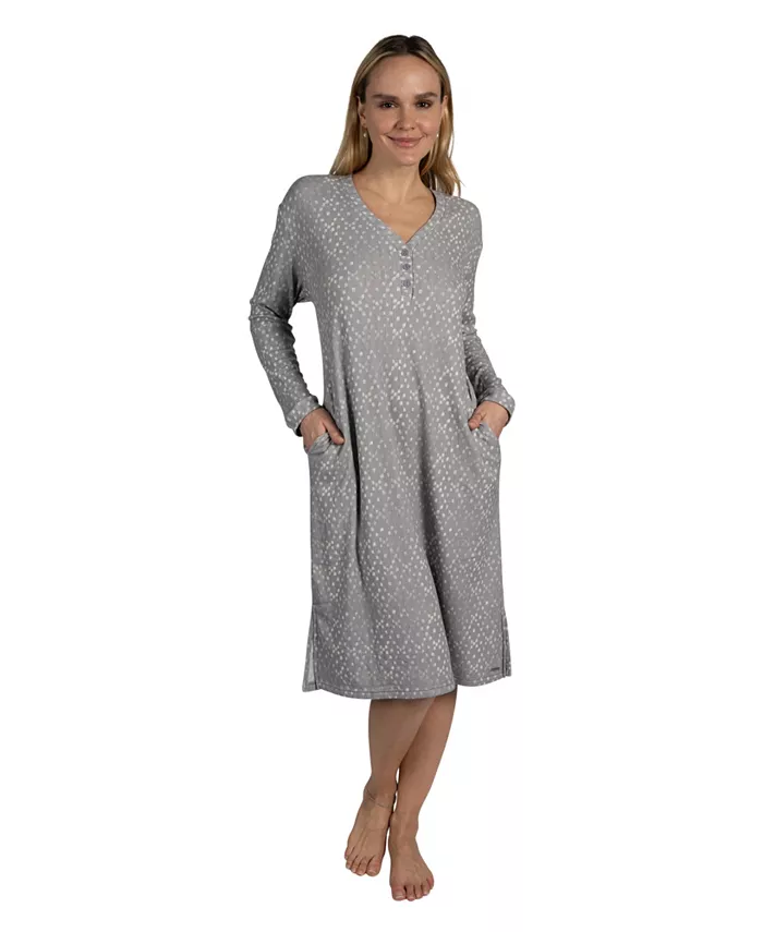 

Женская флисовая длинная ночная рубашка-лонгер с длинным рукавом Tahari, серый