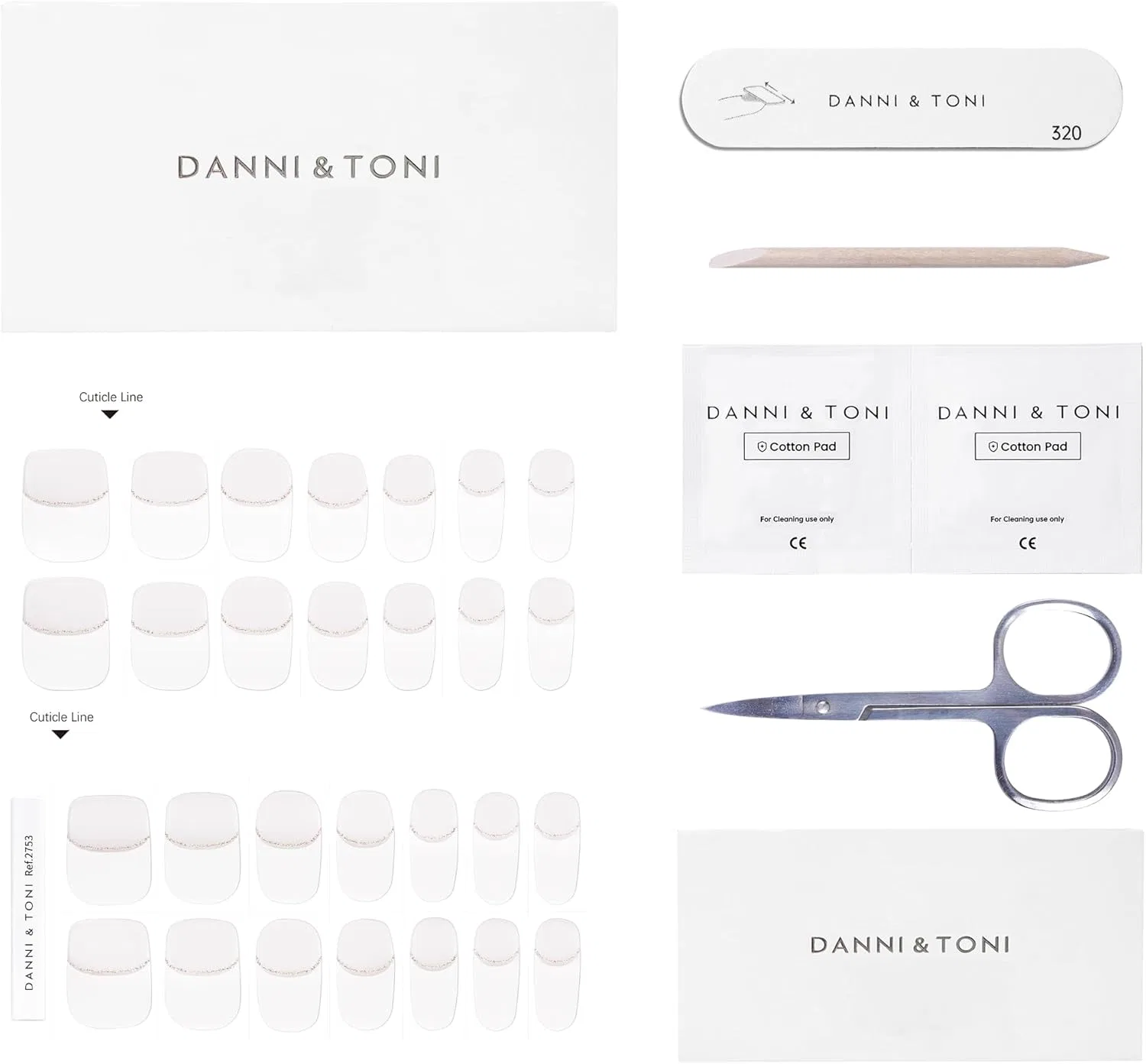 Гель-полоски DANNI & TONI French Tips, 28 штук, с блестками Danni & Toni, Chic Line — фото 3