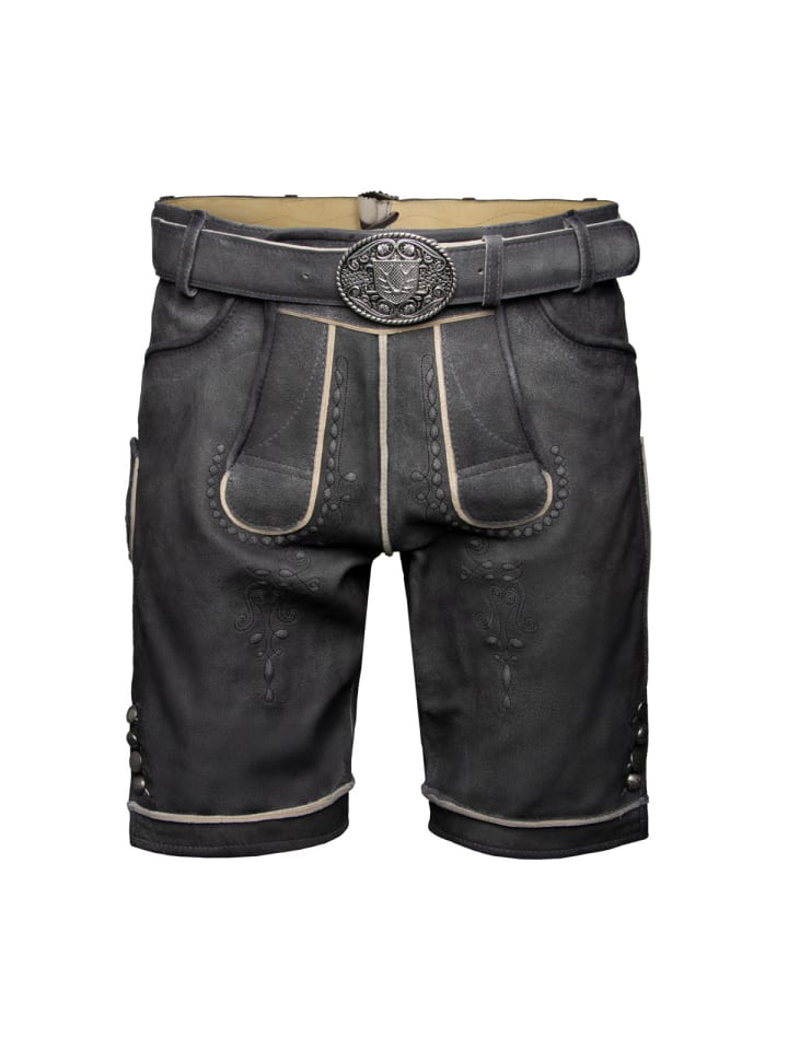 

Брюки Kuno из кожи с поясом темно-серого цвета KRÜGER