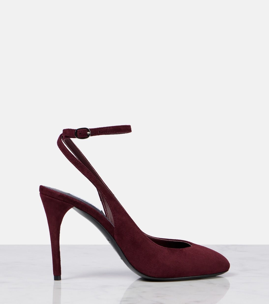 Декорет 90 замшевые лодочки на шпильке с ремешком Alaïa, Rouge Grenat — фото 4