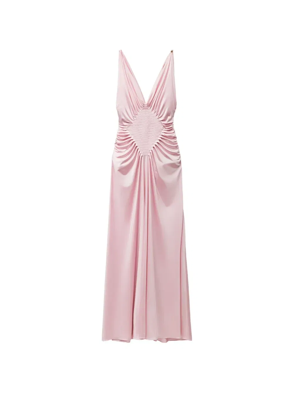 Длинное платье из вискозного джерси с драпировкой VERSACE, розовый