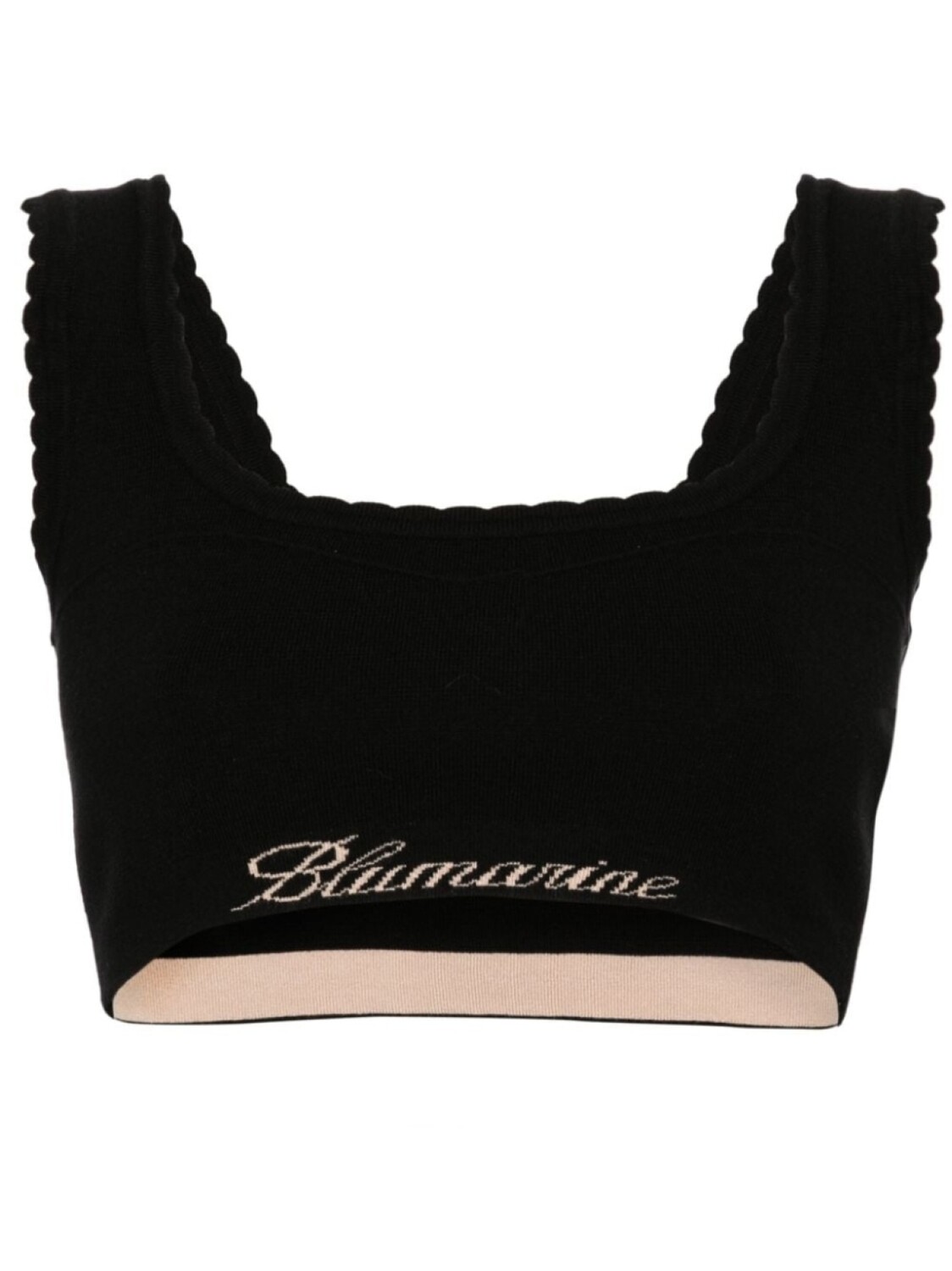 

Blumarine укороченный топ с логотипом и жаккардом, черный
