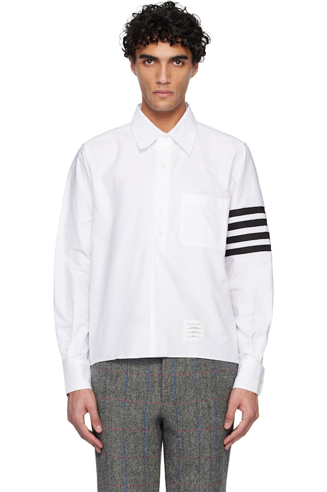 

4-Полосная оксфордская рубашка Thom Browne, белый