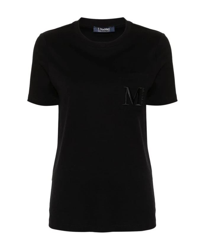 

Черная хлопковая футболка с коротким рукавом Max Mara, черный