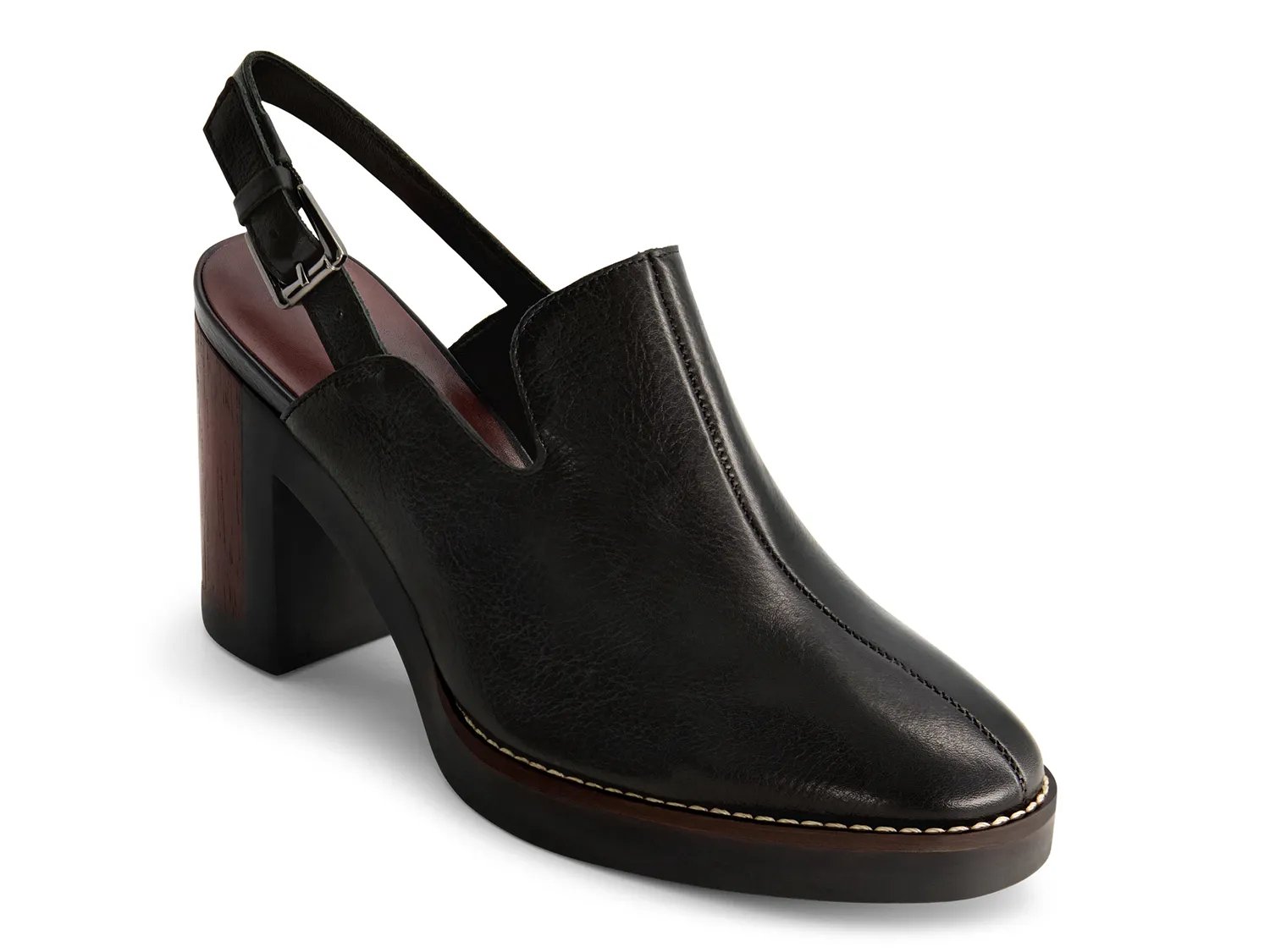 Туфли Bernardo Neza Platform Pump, Black Waxed Leather