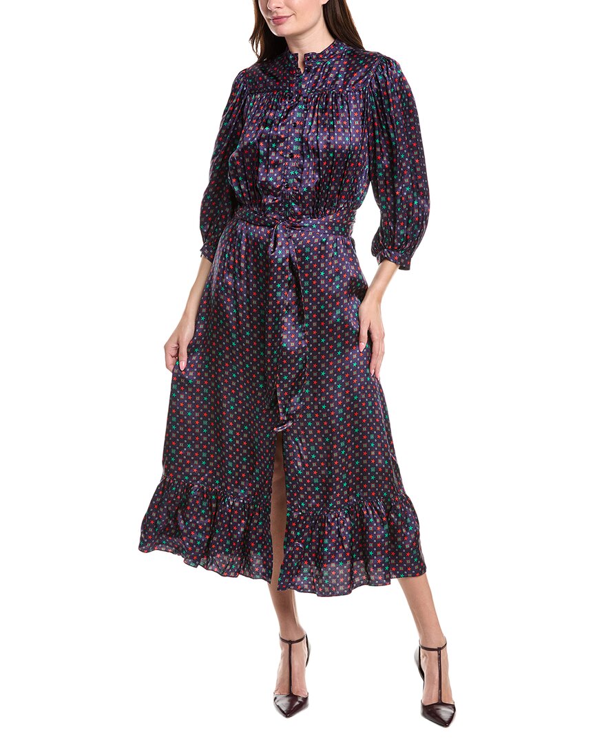 

Сандро Платье-рубашка с поясом Sandro, синий