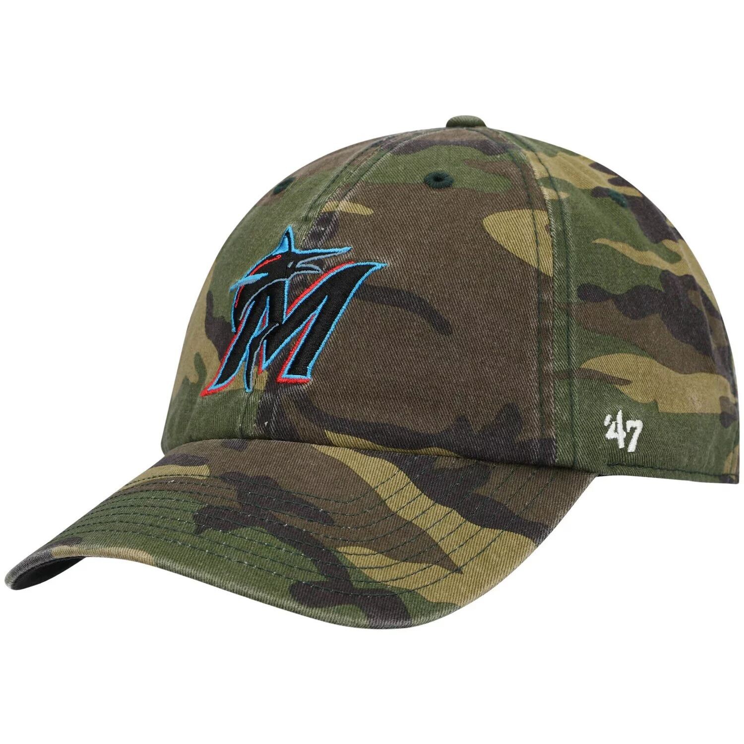 

Мужская регулируемая кепка с камуфляжным принтом '47 Miami Marlins Team Clean Up
