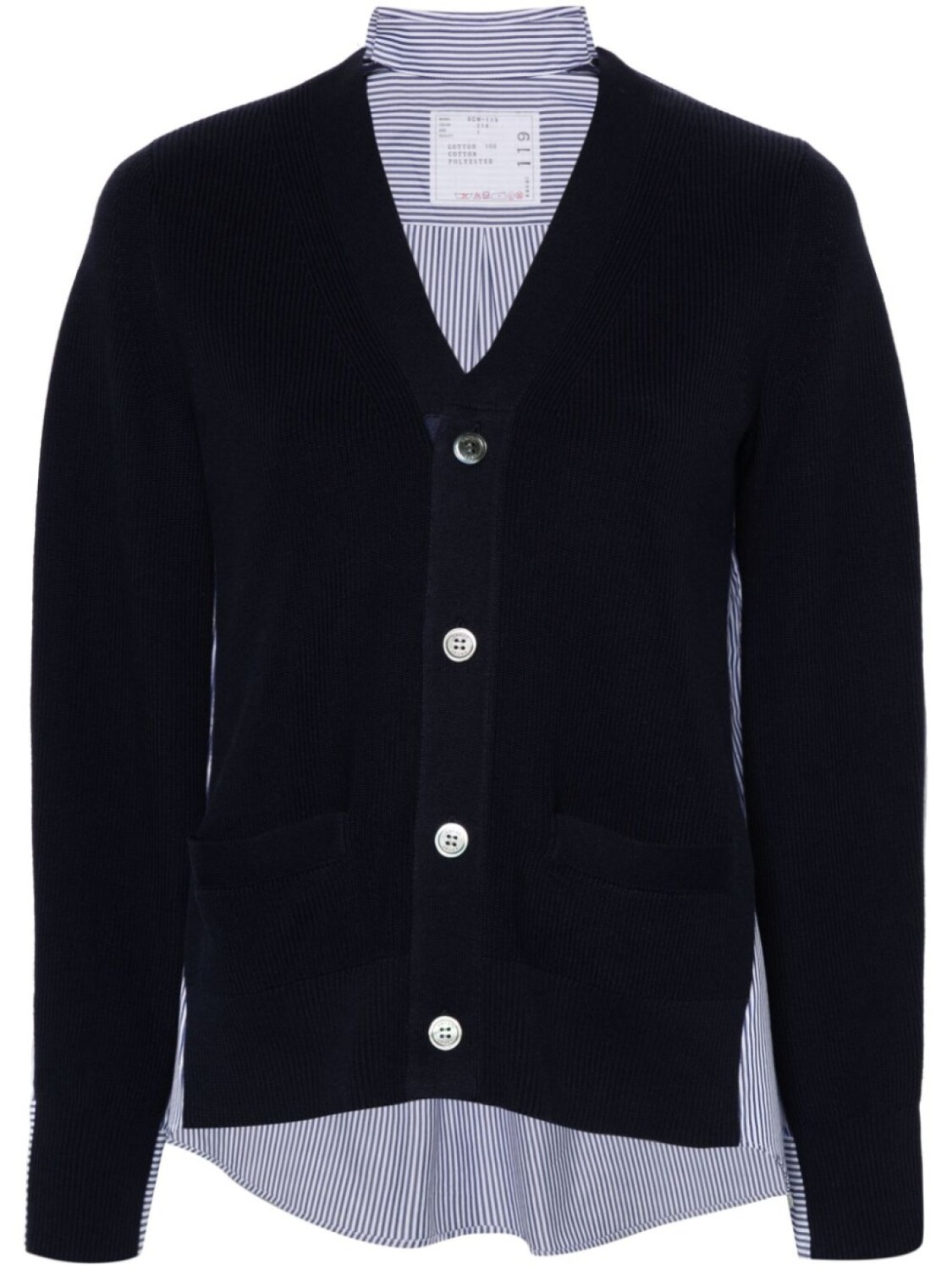

sacai кардиган со вставками, синий