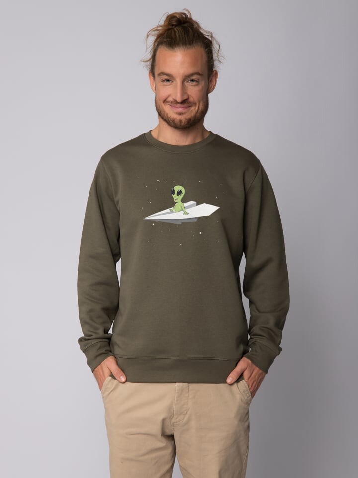 

Толстовка wat Apparel Alien on a paper plane, хаки