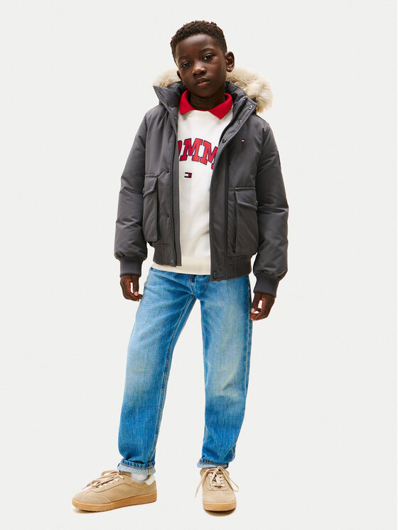 Зимняя куртка regular fit Hooded Fake Fur Bomber KB0KB09887 Tommy Hilfiger, серый — фото 3