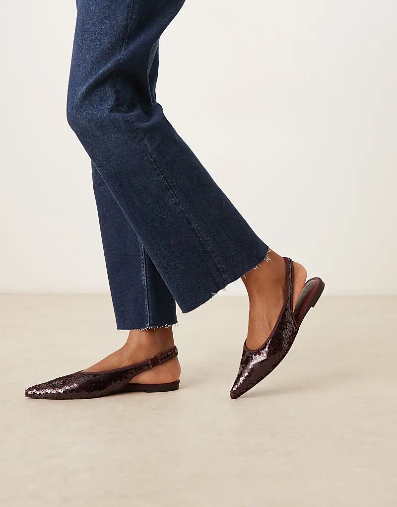 Балетки Linford с открытой пяткой ASOS DESIGN, бордовые, с пайетками — фото 2